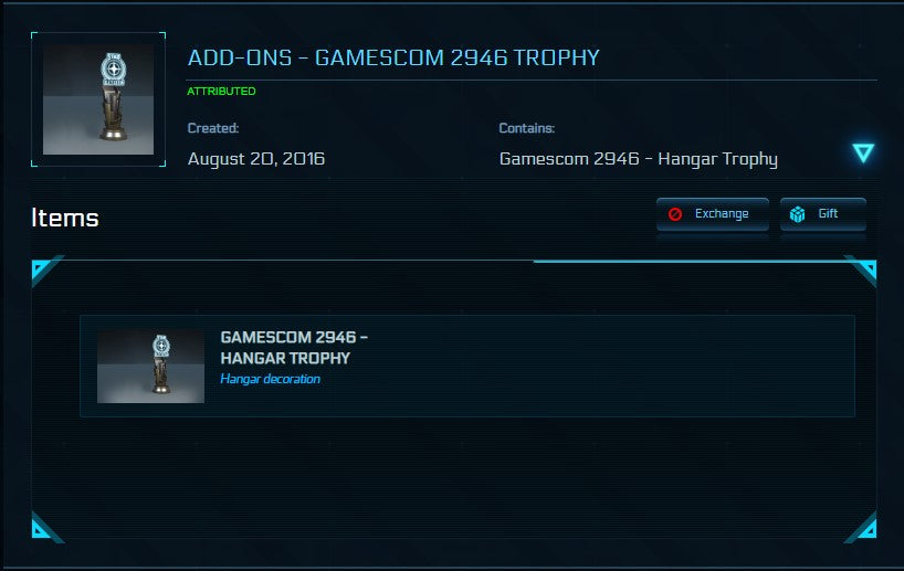 Gamescom 2946 Hangar Trophy