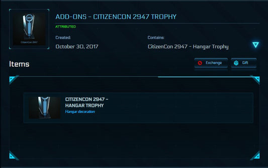 Citizencon 2947 Hangar Trophy