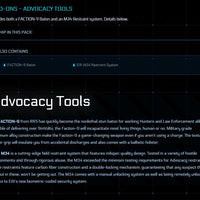 Advocacy Tools (FACTION-9 Baton and an M34 Restraint system)